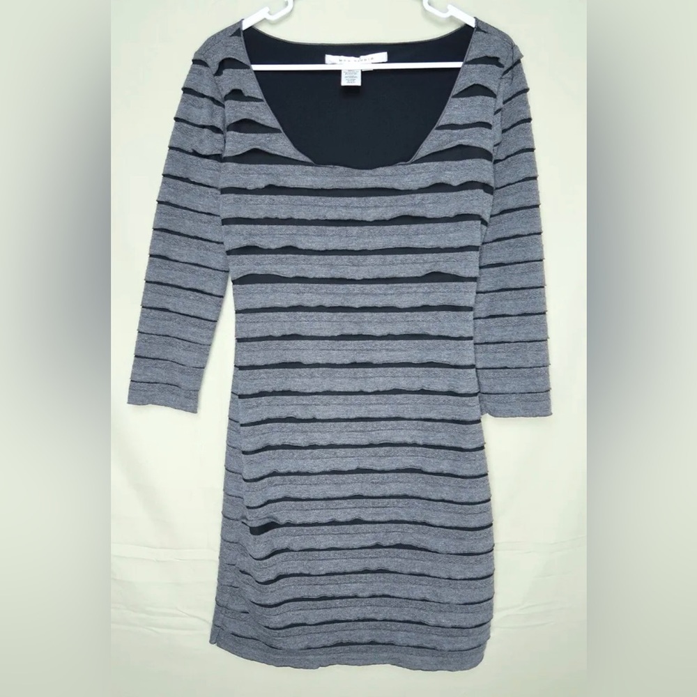 Max Studio Layered Dress Black and Gray Knee Length Office Work Women’s Small